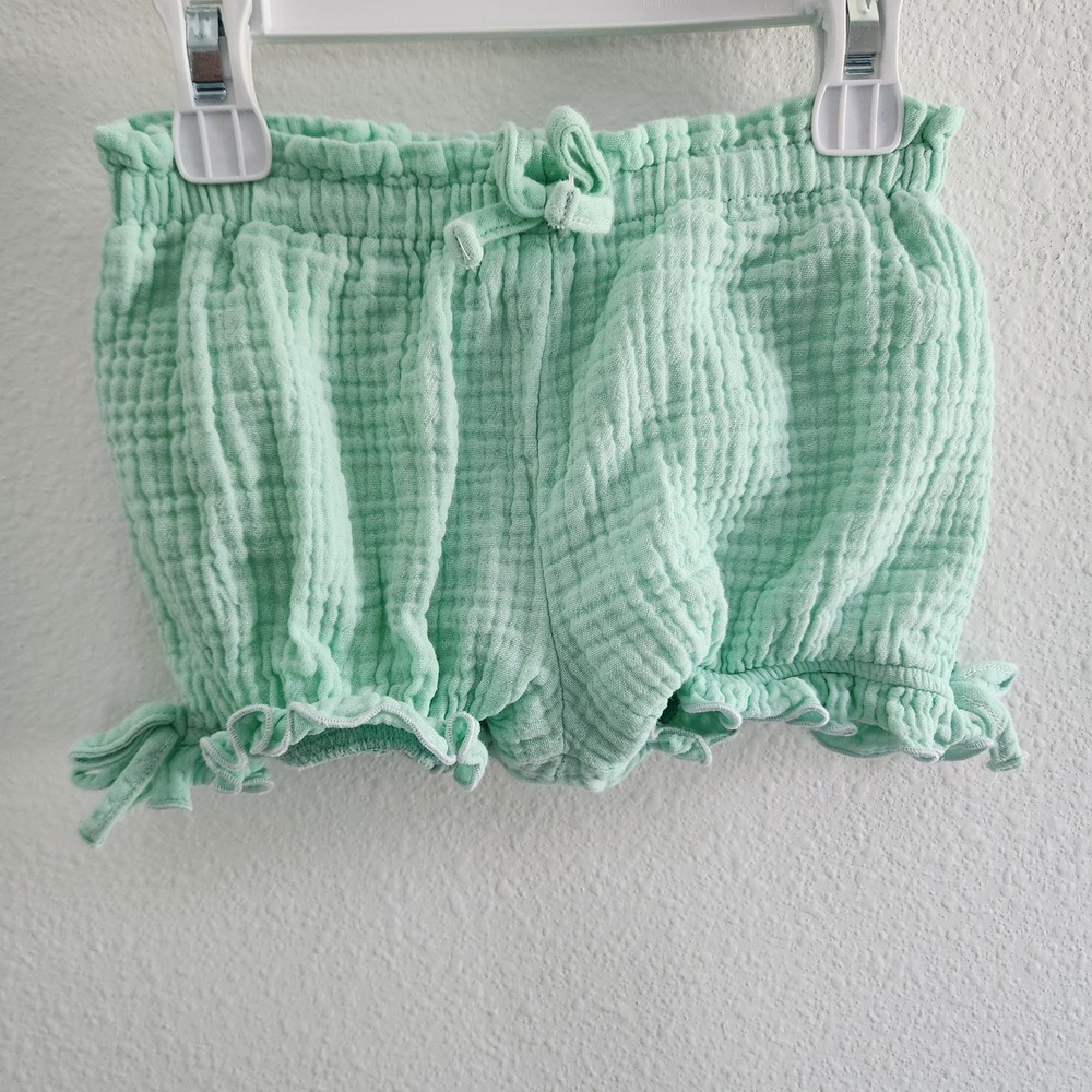 Toddler Girls Mint Green Gauze Cotton Ruffle Bloomer Shorts size 3T
